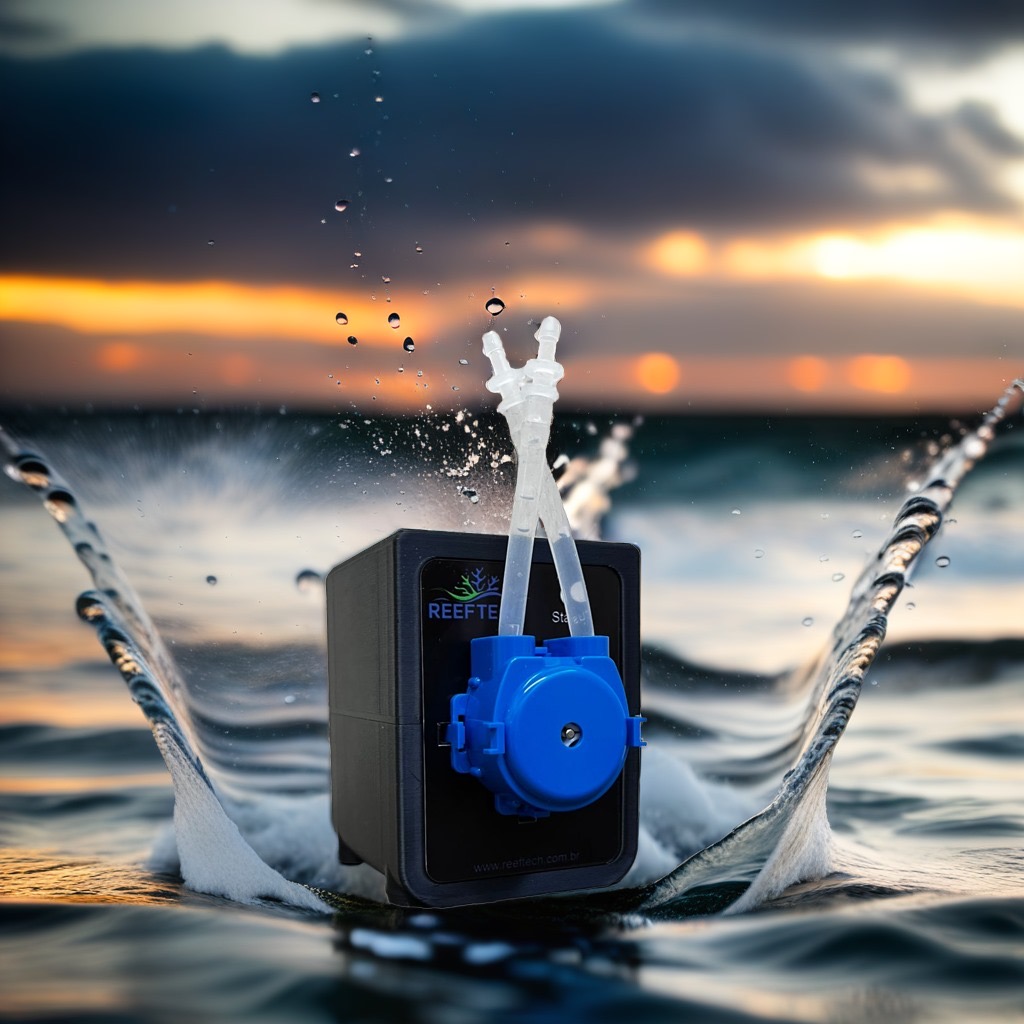 RT1 PRO - Bomba Dosadora em ação com efeito splash na água